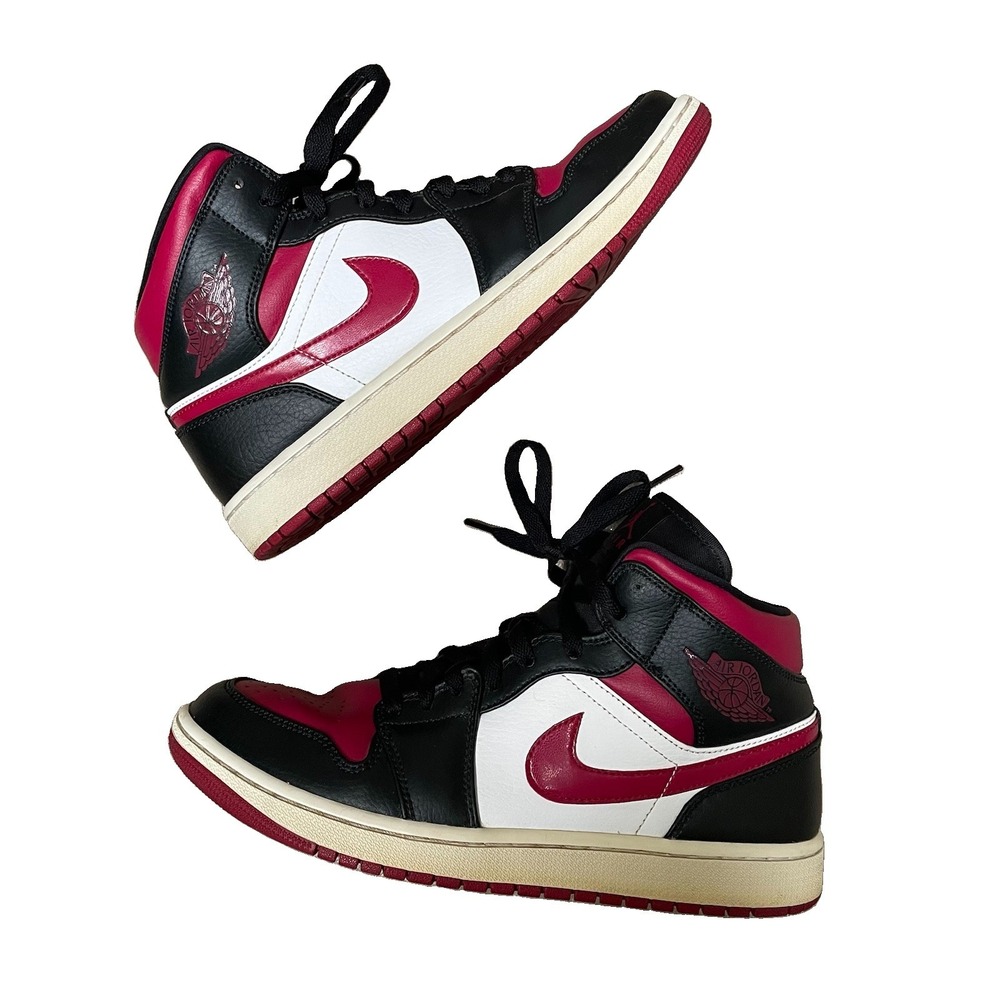 Nike Air Jordan 1 Bred Toe Men's 9.5 US Noble Raspberry Red & White 554724-066